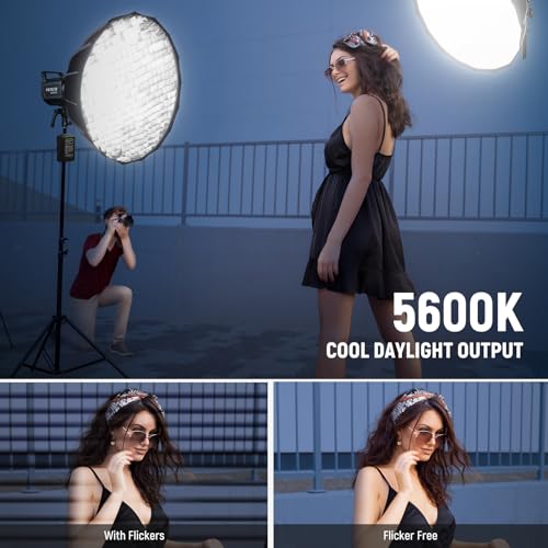 NEEWER FS150 LED Video Light 2.4G/APP Control, 130W 5600K COB Daylight Silent Photography Continuous Output Lighting 4 Precise Dimming Types 102000lux/1m CRI97+ 9 Effects Bowens Mount, US Plug