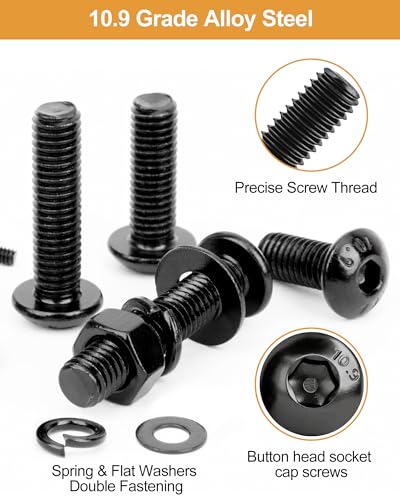 VIGRUE 1744PCS M2 M3 M4 M5 Hex Button Head Cap Screw Bolts and Nuts Kit, Upgraded Zinc Plated 10.9 Alloy Steel Nuts and Bolts Assortment Kit Metric Machine Screws