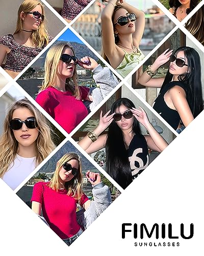 FIMILU Retro Polarized Sunglasses for Women, Vintage Classic Fashion Shades UV400 Trendy Sun Glasses for Driving, Traveling