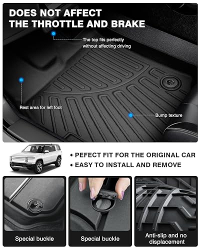 Powerty Floor Mats for Honda CR-V CRV 2023 2024 2025(Include Hybrid) Accessories All Weather Floor Liner 3D TPE 1st & 2nd Row Floor Mat Heavy-Duty Floor Liners