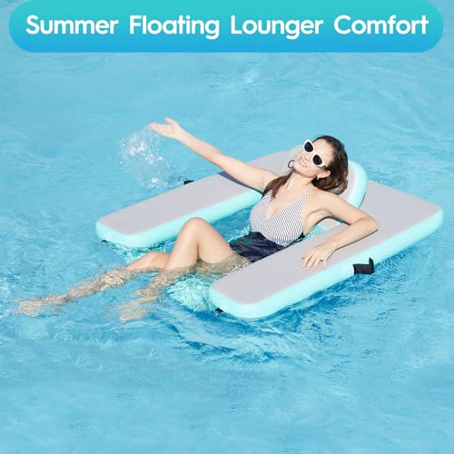 CALOBANA Inflatable Floating Chair Pool Floats Adult Pool Float Chair Pool Lounger Float with Armrest Backrest for Outdoor Beach Swimming Pool Lake and River