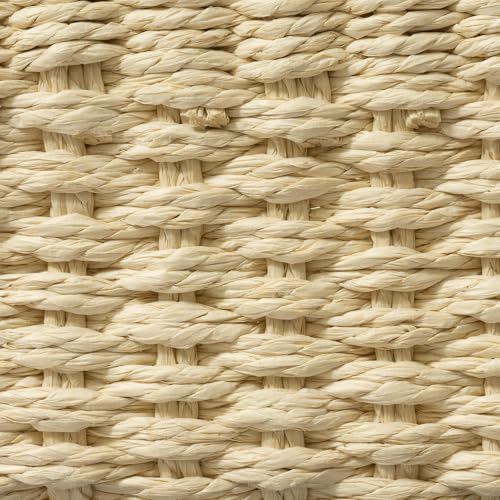LA JOLIE MUSE Small Beige Wicker Baskets for Organizing, Recycled Paper Rope Storage Basket Container Bins for Shelves Bathroom Cupboards Drawer, Decorative Square Basket Organizer Set of 3