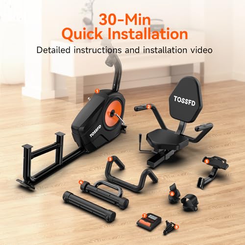 XVGVSV Recumbent Exercise Bike, Recumbent Stationary Bike for Home, Recumbent Bike with 400LB Weight Capacity Whisper-Quiet 16 Levels Magnetic Resistance Heart Rate Handle and Multi-Function LCD Comfortable Seat (Orange-Plus)