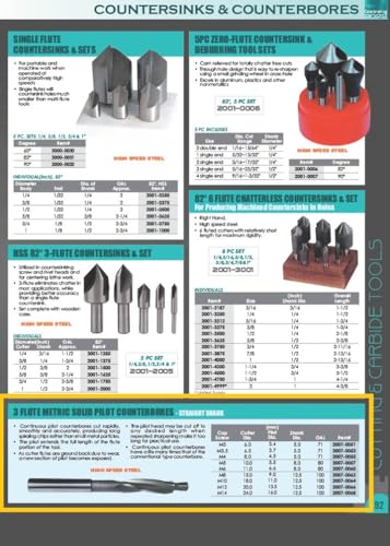 HHIP 2007-0051 High-Speed Steel 3 Flute Straight Shank Solid Pilot Counterbore, M3 x 3.4mm