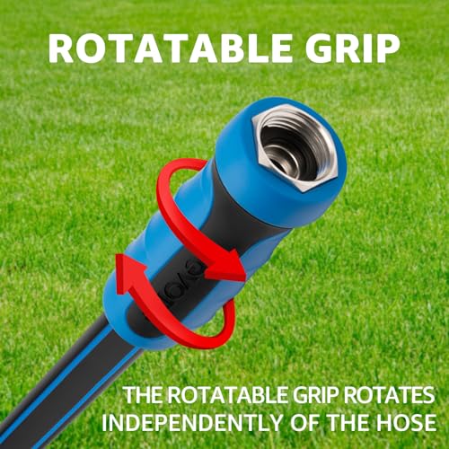 Fevone Garden Hose 3 ft x 5/8 ", Heavy Duty Water Hose with Rotatable Grip Handle, Easy to Connect, Fits Hoses/Pipes of All Replacement/Replaceable Parts, Solid Aluminum Fittings - Zero Leak