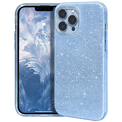 MATEPROX Compatible with iPhone 13 Pro Max Case Bling Sparkle Cute Girls Women Protective Cases Cover for iPhone 13 Pro Max 6.7" 2021(Blue)