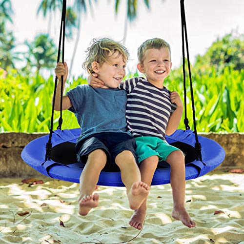 Costzon Tree Swing, 40 Inch Saucer Swing for Kids Outdoor, 700 lbs Weight Capacity Round Swing w/ 900D Waterproof Oxford Cloth, Adjustable Rope, Flying Swing for Backyard, Indoor & Outdoor Playground