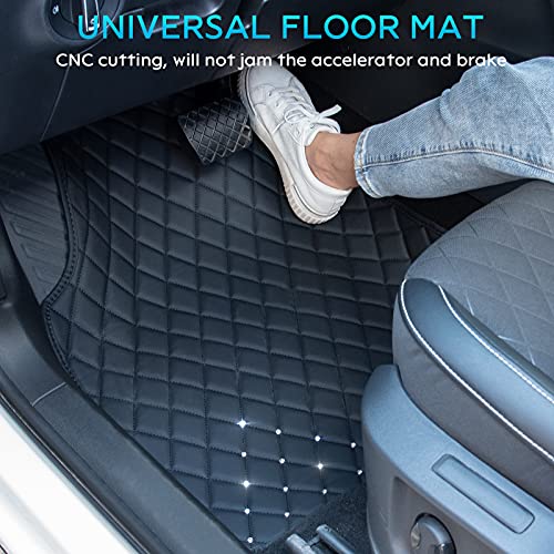 eing All Weather Pu Leather Floor Mats for Car SUV & Truck - 5 Pack/Set (Front & Rear), Heavy Duty Protection,Car Floor Cushion,Black