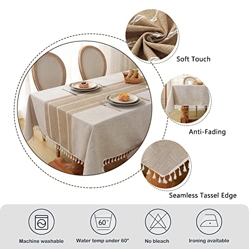 Laolitou Waterproof Tablecloths Rustic Tablecloth Cotton Linen Grey Table Cloths for Kitchen Dining,Party,Holiday,Christmas,Buffet,55"x55", 4 Seats