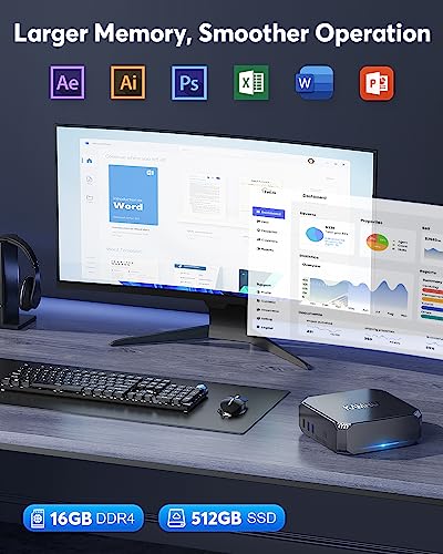 KAMRUI AK2 Plus Mini PC, 12th Gen N100 Processor (up to 3.4GHz) Mini Desktop Computers, 16GB DDR4 RAM 1TB M.2 NVME SSD Micro PC，Support Dual HDMI 4K UHD/WiFi5/BT4.2 for Home School Office.