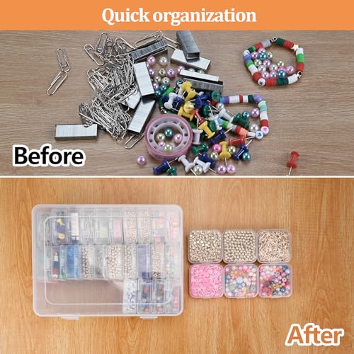 Mathtoxyz Bead Organizer Box, 31Pcs Small Bead Organizers and Storage Plastic Cases Mini Clear Bead Storage Containers Boxes with Hinged Lid and Rectangle for Bracelet Making DIY Jewelry Craft Nail