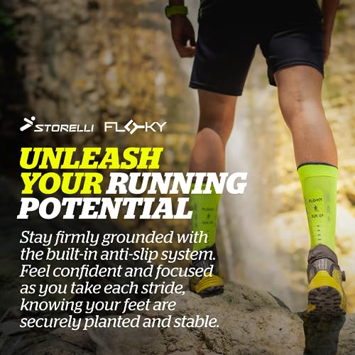 Storelli Run Up Socks by Floky, Biomechanical Socks for Running, Improve Performance, Protect Against Injuries, Speed up Recovery, Mens & Womens Running Socks, Medium Length, Black, Small