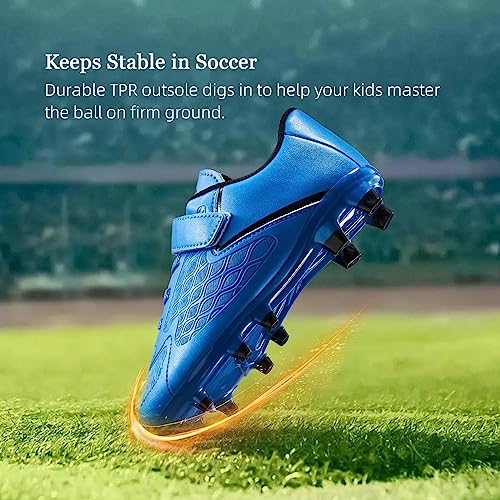 LIGVIV Kids Soccer Cleats Boys Girls - Toddler/Little Kid/Big Kid (Black Blue, Toddler, Numeric_8, Numeric, us_Footwear_Size_System, Medium)