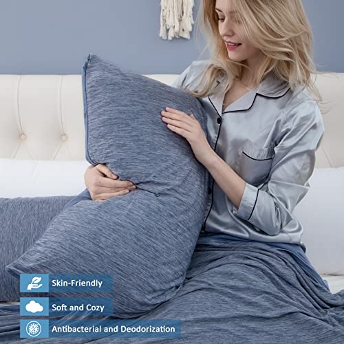 CHOSHOME Cooling Pillow Cases Standard, Double-Side Design [Cooling & Cotton] Q-Max 0.45 Cooling Pillow Covers for Night Sweats Hot Sleepers, Hidden Zipper, 2 Pack (20" X 26", Blue)