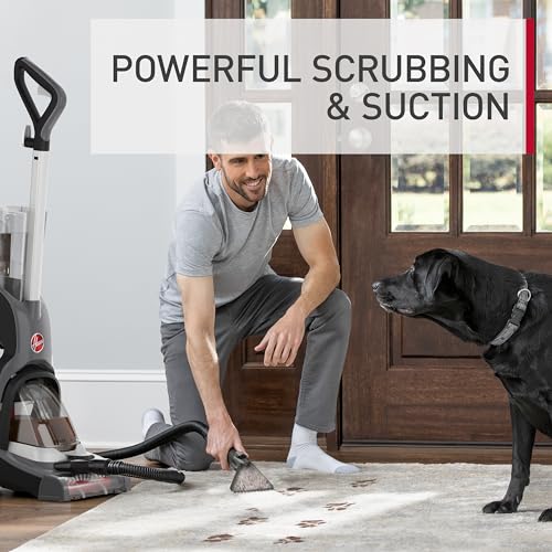 Hoover PowerDash Pet Advanced Compact Carpet Cleaner Machine with Above Floor Cleaning, for Carpet and Upholstery, Carpet Shampooer, Lightweight, Pet Stain and Odor Remover, FH55050PC, Grey