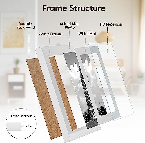 Nacial 4x6 Picture Frame, Black Picture Frames Display 3.5x5 Photos with Mat or 4x6 Without Mat, Photo Frames Collage for Wall and Table Mounting