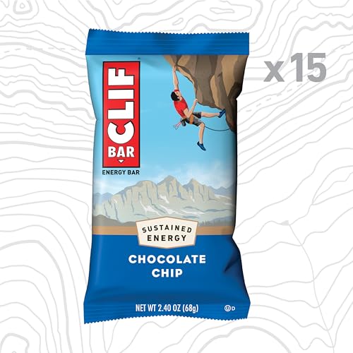 CLIF BAR - Chocolate Chip - Made with Organic Oats - Energy Bars - Non-GMO - Plant Based Protein Bars (15 Pack)