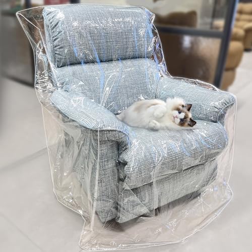 Swanna Plastic Recliner Furniture Cover – Clear Moving Bag for Couch, Heavy Duty Waterproof Cover Pets | Cat Scratching Protector,Plastic Chair Cover 42" BH x 25" AH x 36”W x 40”D (Armchair-1 Pack)
