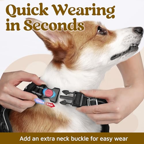 rabbitgoo Dog Harness Small Sized, No Pull Dog Vest Harness with 3 Buckles, Adjustable Soft Padded Pet Harness with Easy Control Handle and Reflective Strips, Black, S