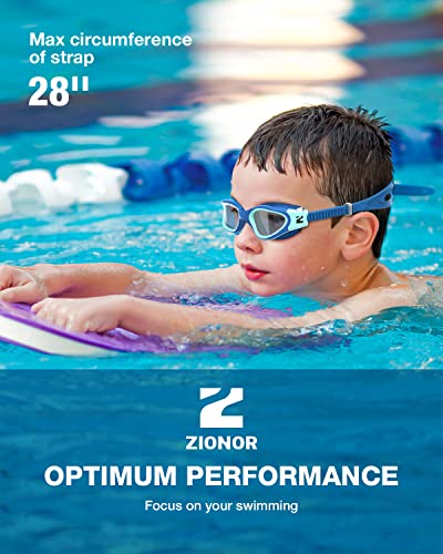 ZIONOR Kids Swim Goggles, G1MINI SE Anti-Fog Crystal Clear Swimming Goggles for Kids Age 6-14, Leak Proof Kids Swimming Goggles for Children Boy Girl with UV Protection (Clear Green)