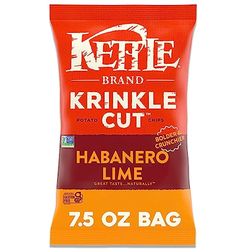 Kettle Brand Potato Chips Krinkle Cut Habanero Lime Kettle Chips, 7.5 Oz