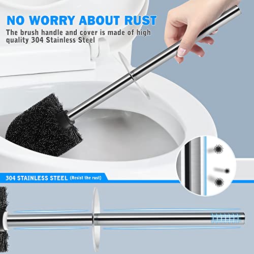 IXO Toilet Brush and Holder, 2 Pack Toilet Brush with 304 Stainless Steel Long Handle, Toilet Bowl Brush for Bathroom Toilet-Ergonomic, Elegant,Durable (Black)
