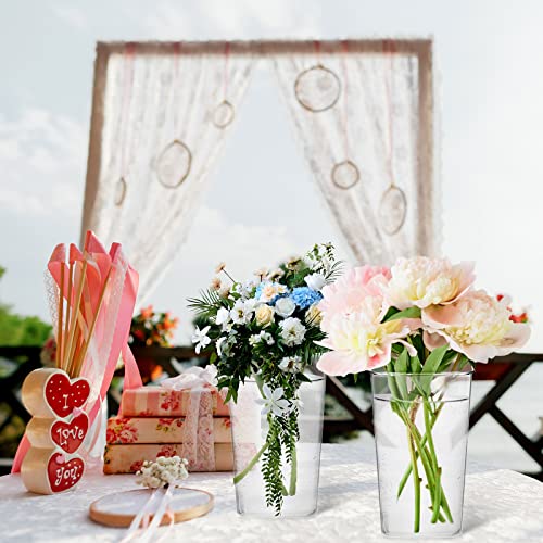 Roowest 6 Pieces Plastic Vase Acrylic Flower Square Tapered Flowers Vase Tall Centerpieces for Table Wedding Kitchen Florist Arrangements(6 x 12 Inch)