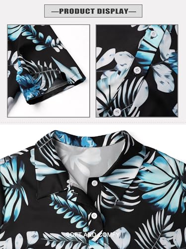 ZXZY Women Summer Hawaii Shirts Soft Cool Floral Tropic Print Short Sleeve Button Up Tops T-Shirt White