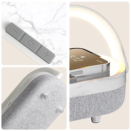 iGaur Night Light Beside Lamp: Touch Lamp with Wireless Charger Nightstand Music Desk Lamp - 5 in 1 Portable Bluetooth Speaker, Wireless Charging Lamp, Gifts for Kids Bedroom Office