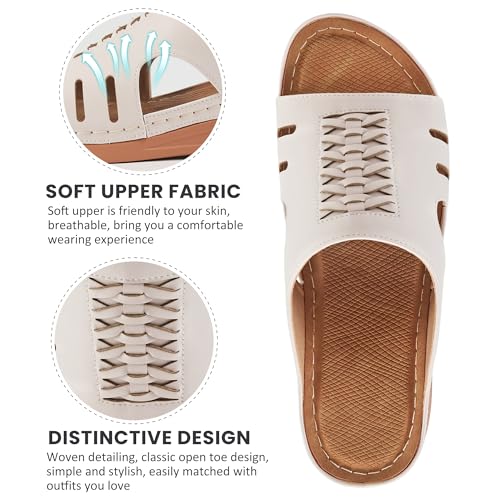 HARENCE Wedge Sandals for Women Dressy: Comfortable Platform Sandals Slip On Open toe Casual Walking Beach Sandal