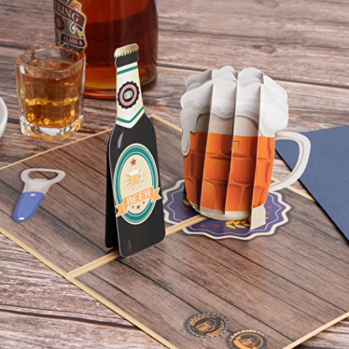 ALMHH Funny Fathers Day Card(Beer), Happy Fathers Day Card, Pop Up Fathers Day Cards from Wife Son Daughter Kids, 5.9 X 7.87”, 3D Father’s Day Card for Husband Or Grandpa, Happy Birthday Dad Card