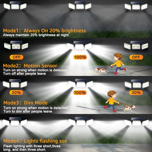 Mokot Solar Lights Outdoor, 218LED 2500LM Solar Motion Sensor Outdoor Lights, IP65 Waterproof Solar Powered Flood Security Lights for Garden Patio Yard House Outside- 2Pack