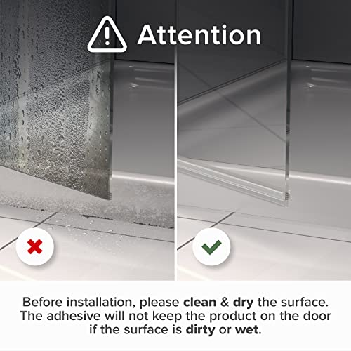 Frameless Shower Door Bottom Seal X-Protector - 40" Shower Door Seal For All Door Thicknesses - Self-Adhesive Shower Door Sweep - Premium Door Bottom Seal Strip - Silicone Glass Shower Door Seal Strip