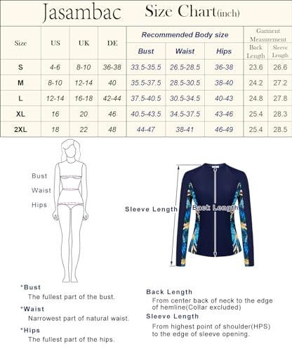 Womens 3 Piece Long Sleeve Built in Bra Swimsuits Floral Printed Rashguard Shirt Sun Protection with Boyshort Navy M