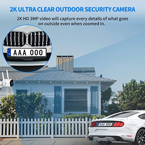 Septekon 2K Security Cameras Outdoor, 2.4G WiFi Cameras for Home Security with Two-Way Audio, Night Vision, IP66 Waterproof, Motion Detection Alarm - P30