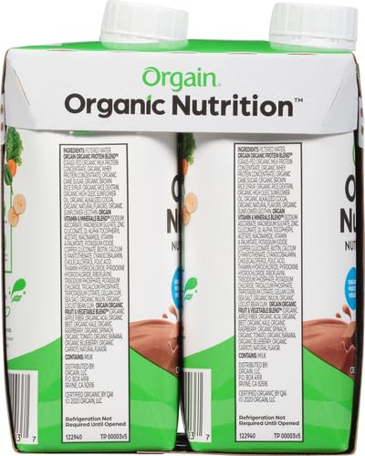 Orgain Organic Nutritional Protein Shake, Creamy Chocolate Fudge - 16g Grass Fed Whey Protein, Meal Replacement, 20 Vitamins & Minerals, Fruits & Vegetables, Gluten Free, Non-GMO, 11 Fl Oz (4 Pack)