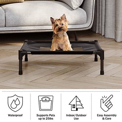 PETMAKER Elevated Dog Bed - 24.5x18.5-Inch Portable Pet Bed with Non-Slip Feet - Indoor/Outdoor Dog Cot or Puppy Bed for Pets up to 25lbs (Black)