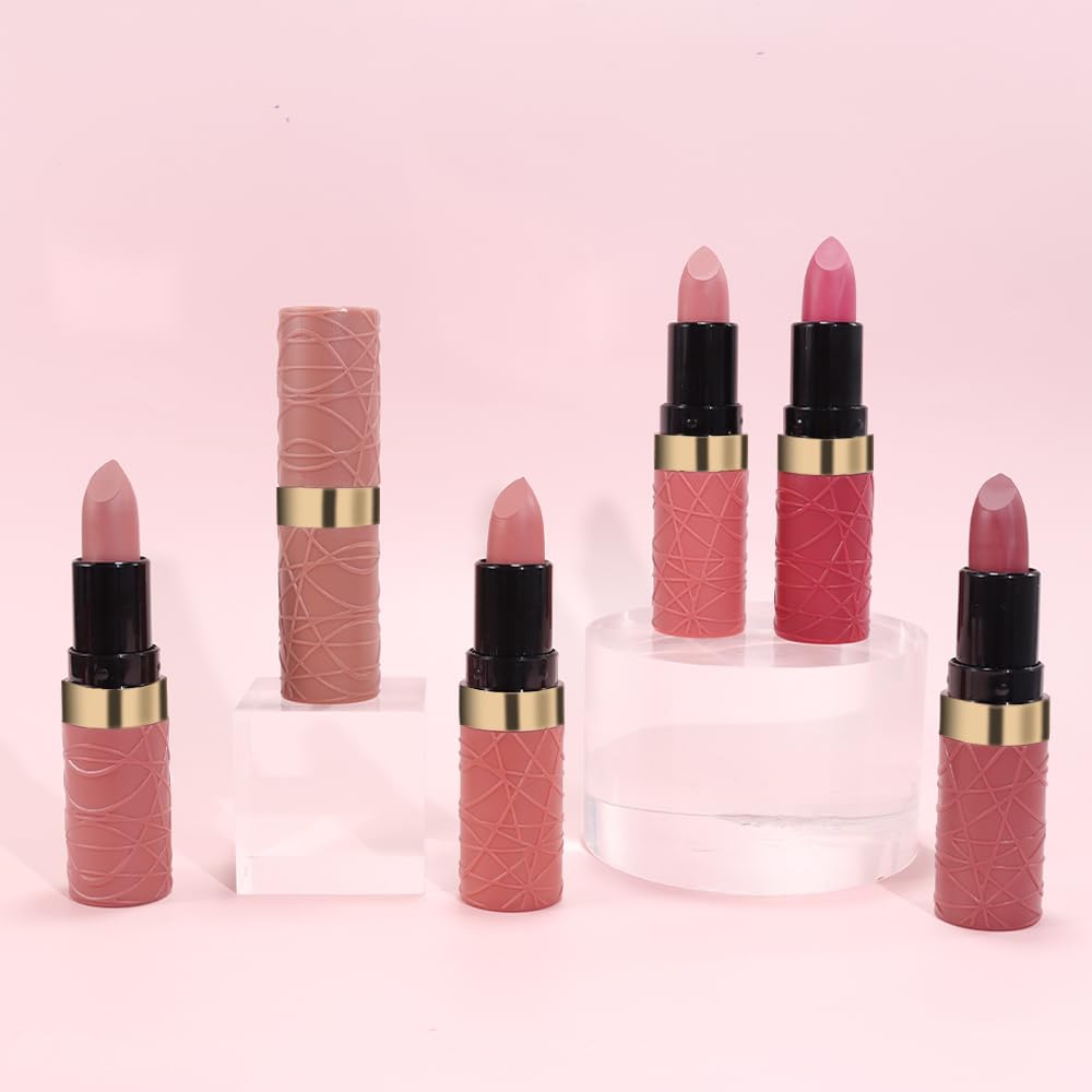 evpct 6Pcs Nude Brown Pink Purple Rose Red Mauve Matte Lipstick Sets for Women Velvet Lipstick Long Lasting Waterproof 24 Hours Lip Stick Stain Makeup Gift Sets labiales mate 24 horas originales A