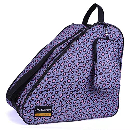Holisogn Ice, Inline and Roller Skate Bag, Premium and Fashion Bags for child, kids, teenager, adult (Leopard Violet HLS012)