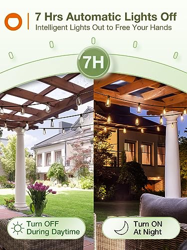 addlon 33(27+6) FT Solar String Lights Waterproof,Patio Lights Solar Powered with Remote& USB Port 12+1 LED Shatterproof Bulbs 3 Lighting Modes Outdoor Lights for Camping Backyard Garden