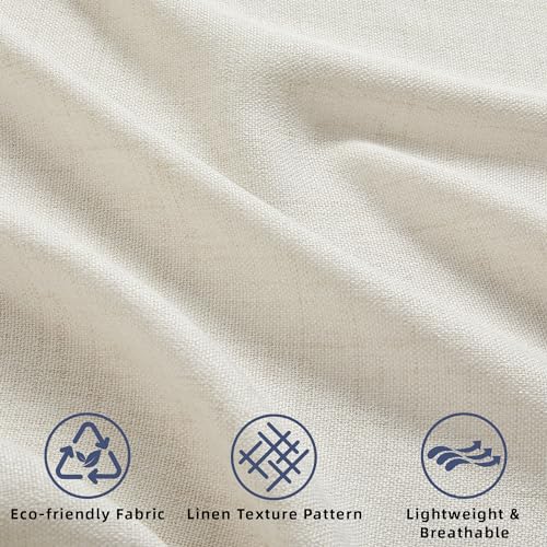 DaysU Linen Curtains 132 Inches Long 2 Panels Set for Bedroom/Living Room, Ivory Semi Sheer Farmhouse Curtains, Rod Pocket Hook Belt Long Curtains & Drapes, Light Filtering Privacy Added, W54 x L132