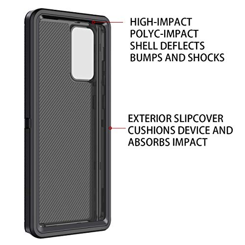 I-HONVA for Galaxy Note 20 Case Shockproof 3 in 1 Full Body Protection [Without Screen Protector] Rugged Heavy Duty Cover Case for Samsung Galaxy Note 20 5G 6.7 inch, Black