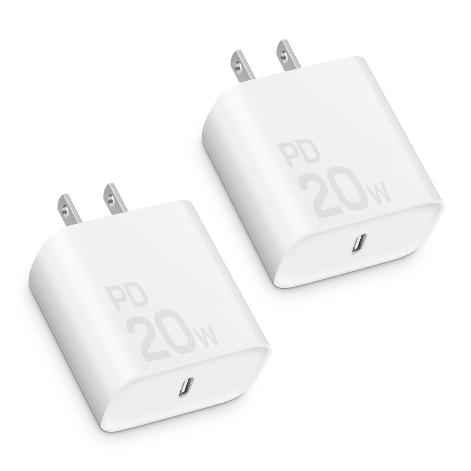 USB C Charger Block 20W-Type C Charger Fast Charging for IP 16/16 Pro/16 Plus/16 Pro Max /15/15 Pro/15 Plus/15 Pro Max/14/13/12/11/SE/XR/8, i Pad Pro/Mini, Galaxy, Pixel 4/3 and More [2-Pack]