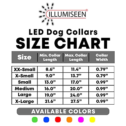 LED Dog Collar, USB Rechargeable, XX-Small (XXS) - 8.6'' - 11.4'', Bright Orange