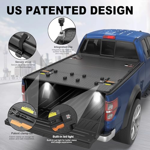 KUIPERAUTO Fiberglass Tri Hard Truck Bed Compatible for 2004-2008 Ford F150 Styleside (Not for Flareside) 6.5 FT Bed On Top 76.3 inch Tonneau Cover