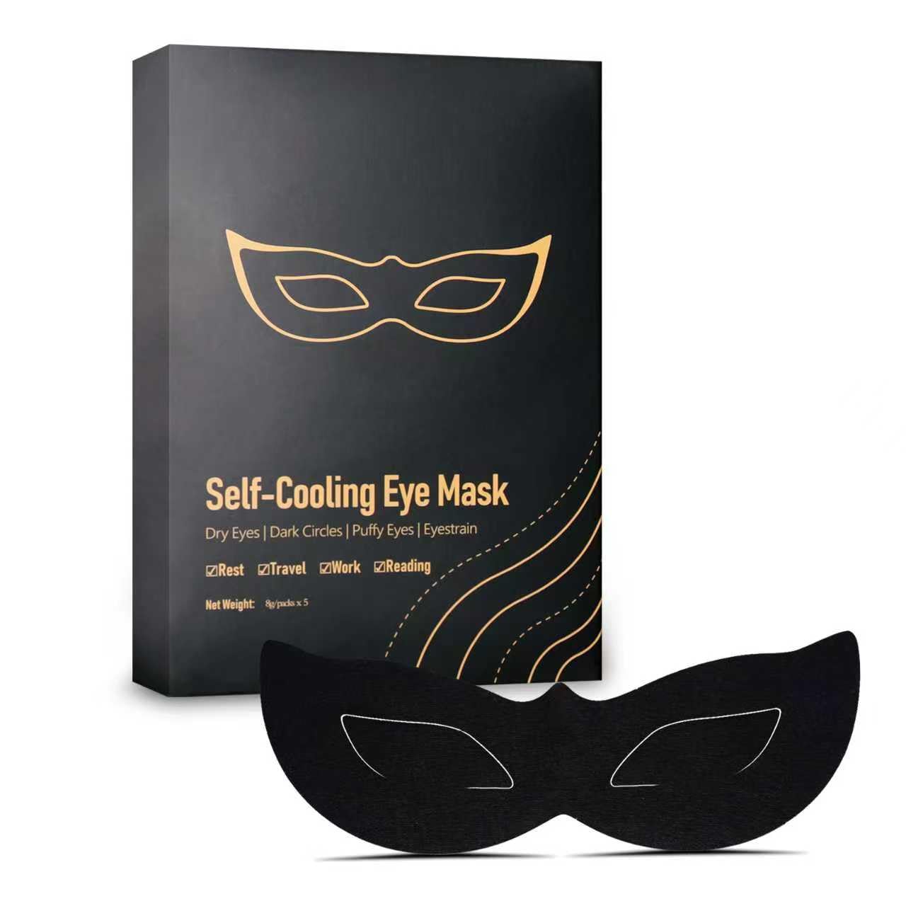 Self Cooling Eye Masks for Migraines, Eyestrain, Puffiness, All-Natural Ingredients, Cold Eye Mask for Travel, Flights, Screen Time, or Overnight Puffiness