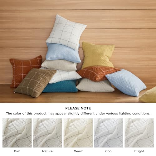 Bedsure Throw Pillow Covers 18x18 Inch - Pack of 2 White Luxury Soft Cozy, Decorative Pillow Covers, Woven Pillow Cover Plaid Jacquard, Home Decor for Sofa Couch Bed