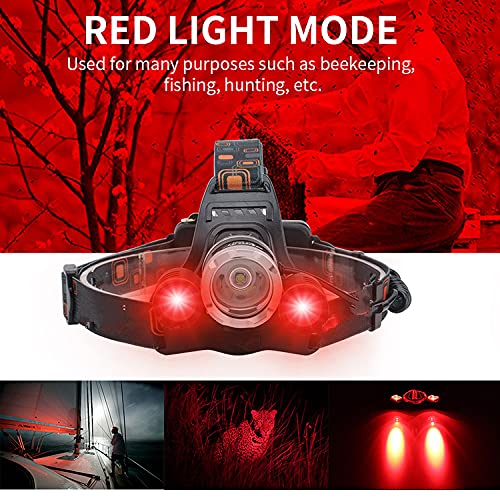 BESTSUN LED Red Hunting Headlamp, Super Bright Red GreenLED Headlights Rechargeable 5000 Lumens Waterproof Adjustable Headlight 3Modes Head Lamp for Beekeeping,Camping, Hunting, Fishing