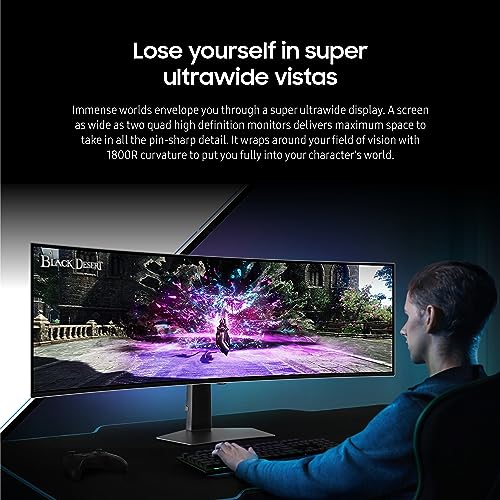 SAMSUNG 49" Odyssey G93SC Series OLED Curved Gaming Monitor, 240Hz, 0.03ms, Dual QHD, DisplayHDR True Black 400, FreeSync Premium Pro, Height Adjustable Stand, LS49CG932SNXZA, 2023