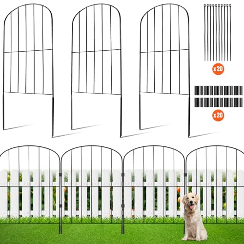 VEVOR Decorative Garden Fence 10 Pack, No Dig Fence 24in(H) x11ft(L) Animal Barrier Fence, Underground Garden Fencing with 2 inch Spike Spacing, Metal Dog Fence for The Yard and Outdoor Patio